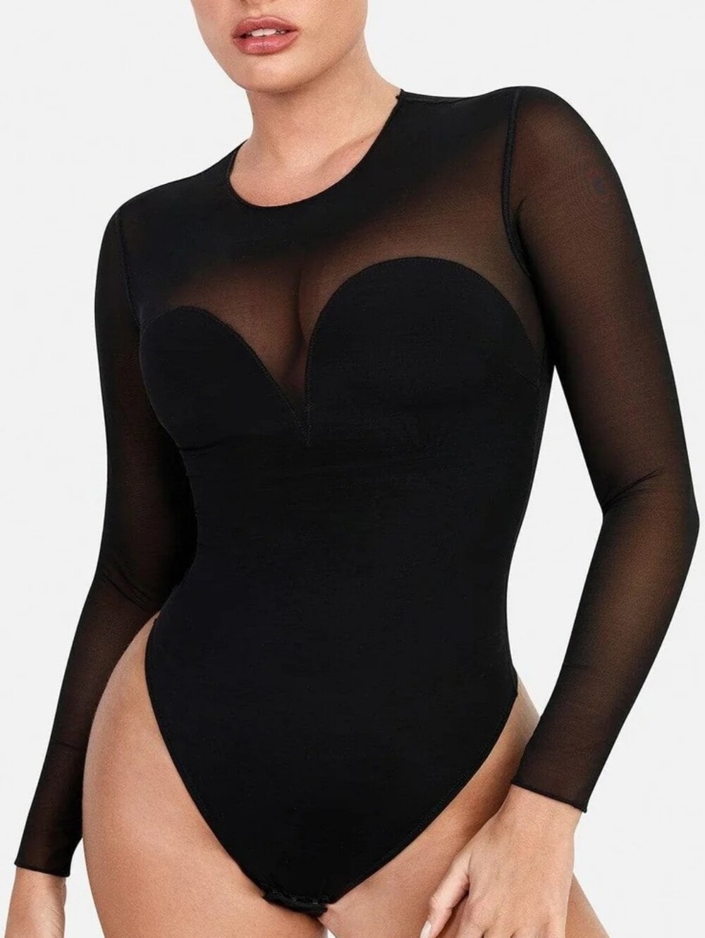 Popilush Shapewear Illusion Mesh LongSleeve Tummy Control Bodysuit Size XL